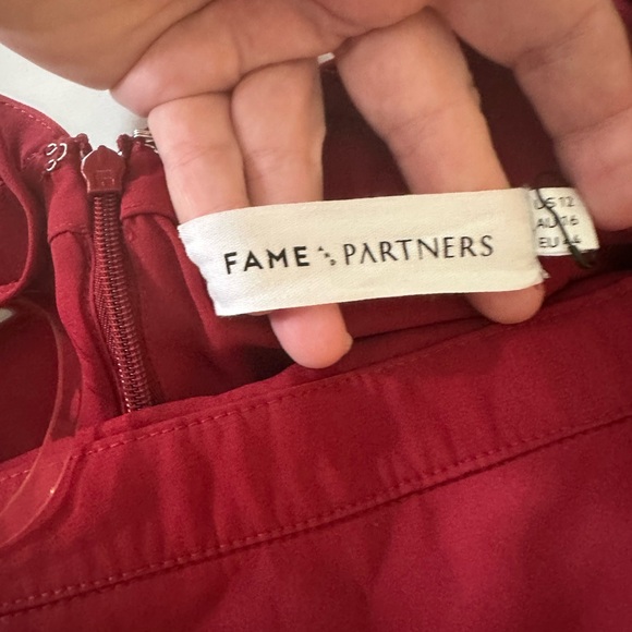 Fame and Partner Red Double Slit Front Squre Necklace Maxi Formal Gown NWT 12 - Picture 9 of 15